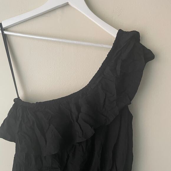 Old Navy 100% Rayon One Shoulder Frill Sleeve Elastic Waist Dress - M Tall - Picture 7 of 9